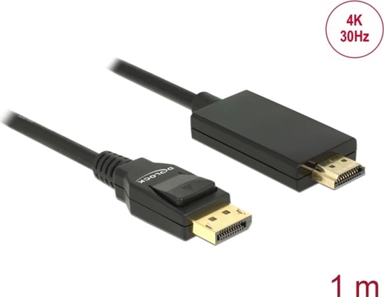 Picture of Delock Cable DisplayPort 1.2 male > High Speed HDMI-A male passive 4K 30 Hz 1 m black