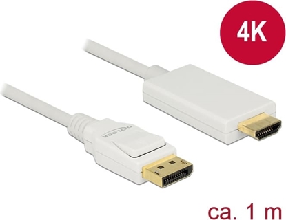 Picture of Delock Cable DisplayPort 1.2 male > High Speed HDMI-A male passive 4K 30 Hz 1 m white