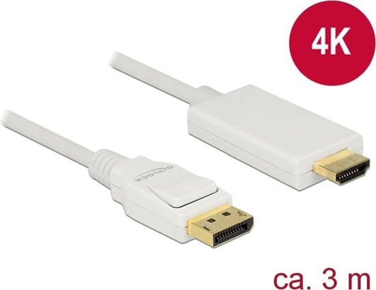 Picture of Delock Cable DisplayPort 1.2 male > High Speed HDMI-A male passive 4K 30 Hz 3 m white