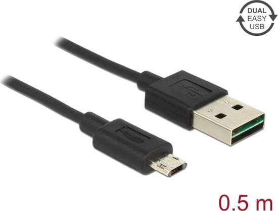 Picture of Delock Cable EASY-USB 2.0 Type-A male > EASY-USB 2.0 Type Micro-B male 0,5 m black
