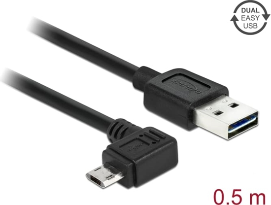 Picture of Delock Cable EASY-USB 2.0 Type-A male > EASY-USB 2.0 Type Micro-B male angled left / right 0,5 m black