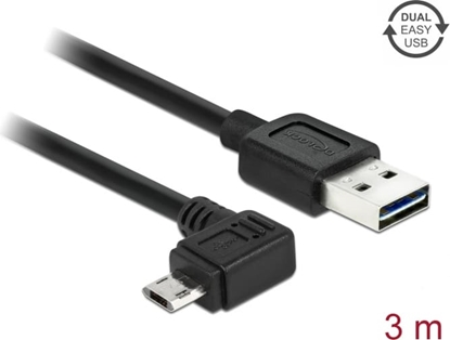Picture of Delock Cable EASY-USB 2.0 Type-A male > EASY-USB 2.0 Type Micro-B male angled left / right 3 m black