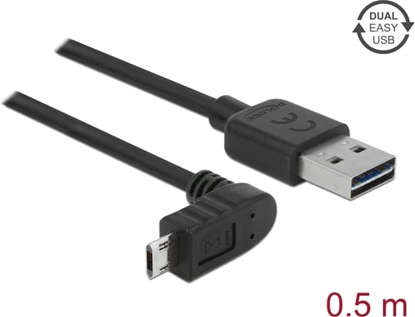 Picture of Delock Cable EASY-USB 2.0 Type-A male > EASY-USB 2.0 Type Micro-B male angled up / down 0,5 m black