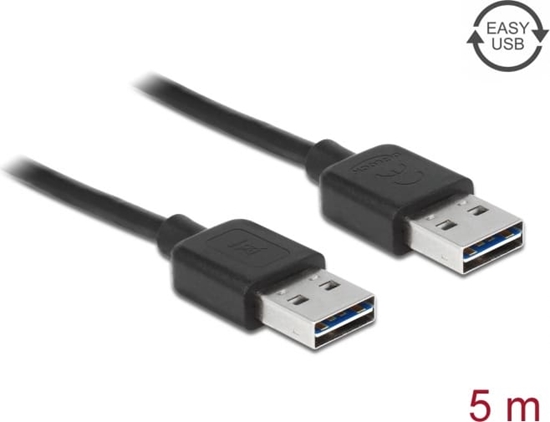 Picture of Delock Cable EASY-USB 2.0 Type-A male > EASY-USB 2.0 Type-A male 5 m black