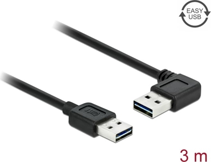 Picture of Delock Cable EASY-USB 2.0 Type-A male > EASY-USB 2.0 Type-A male angled left / right 3 m