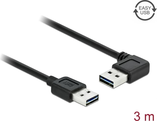Picture of Delock Cable EASY-USB 2.0 Type-A male > EASY-USB 2.0 Type-A male angled left / right 3 m