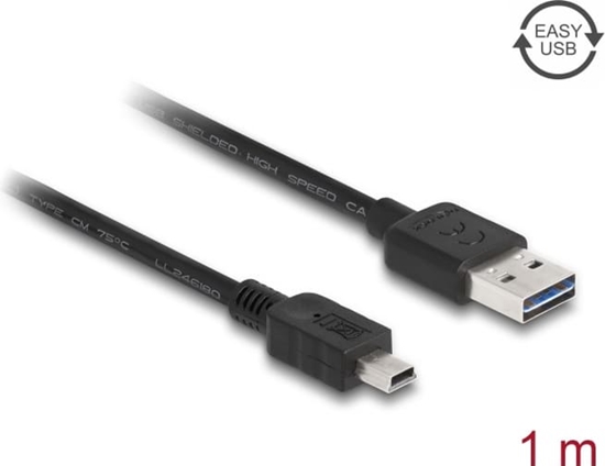 Picture of Delock Cable EASY-USB 2.0 Type-A male > USB 2.0 Type Mini-B male 1 m black