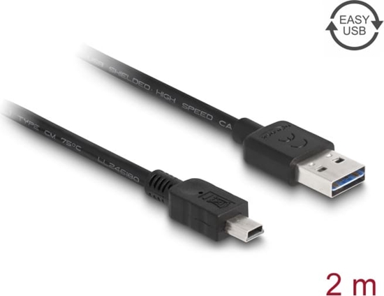Picture of Delock Cable EASY-USB 2.0 Type-A male > USB 2.0 Type Mini-B male 2 m black