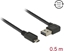 Picture of Delock Cable EASY-USB 2.0 Type-A male angled left / right > EASY-USB 2.0 Type Micro-B male black 0,5 m