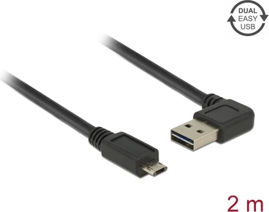 Picture of Delock Cable EASY-USB 2.0 Type-A male angled left / right > EASY-USB 2.0 Type Micro-B male black 2 m