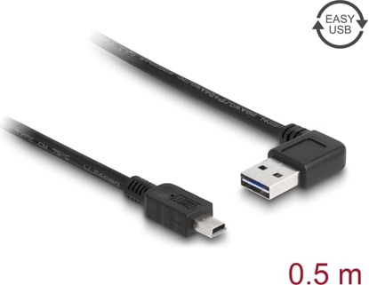 Picture of Delock Cable EASY-USB 2.0 Type-A male angled left / right > USB 2.0 Type Mini-B male 0,5 m