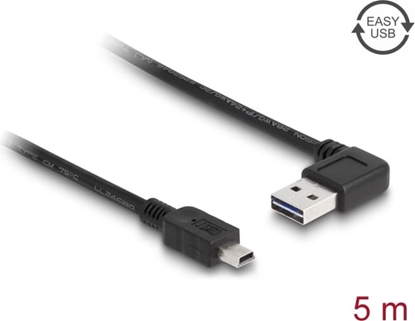 Picture of Delock Cable EASY-USB 2.0 Type-A male angled left / right > USB 2.0 Type Mini-B male 5 m