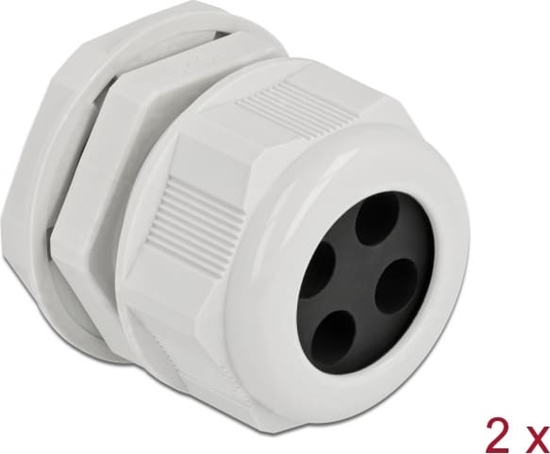 Picture of Delock Cable Gland PG29 for round cable with four cable entries grey 2 pieces