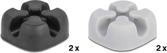Picture of Delock Cable holder cross-shaped self-adhesive 4 pieces black / grey