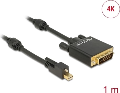 Picture of Delock Cable mini DisplayPort 1.2 male with screw > DVI male 4K Active black 1 m