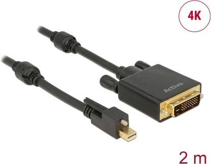 Picture of Delock Cable mini DisplayPort 1.2 male with screw > DVI male 4K Active black 2 m
