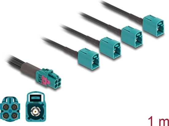 Picture of Delock Cable Mini FAKRA Z jack quad to 4 x FAKRA Z jack A-Type