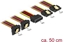 Picture of Delock Cable SATA 15 pin power plug with latching function > SATA 15 pin power receptacle 2 x straight / 2 x down 50 cm