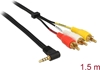 Picture of Delock Cable Stereo jack 3.5 mm 4 pin male angled > 3 x RCA male 1.5 m
