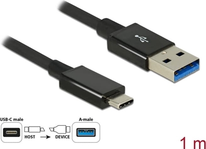 Picture of Delock Cable SuperSpeed USB 10 Gbps (USB 3.1 Gen 2) USB Type- C™ male > USB Type-A male 1 m coaxial black Premium