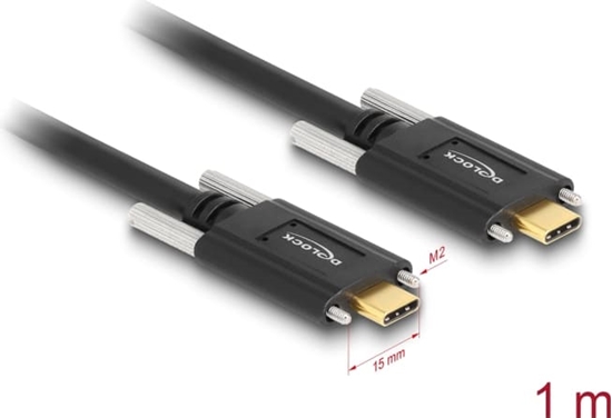 Изображение Delock Cable SuperSpeed USB 10 Gbps (USB 3.1 Gen 2) USB Type-C™ male > USB Type-C™ male with screws on the sides 1 m black