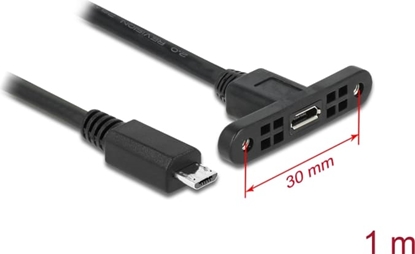 Picture of Delock Cable USB 2.0 Micro-B female panel-mount > USB 2.0 Micro-B male 1 m