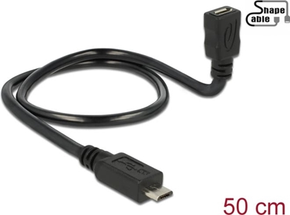 Picture of Delock Cable USB 2.0 Micro-B male > USB 2.0 Micro-B female OTG ShapeCable 0.50 m