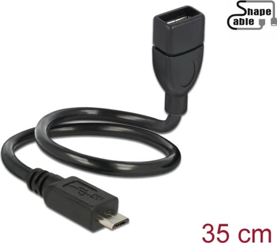 Picture of Delock Cable USB 2.0 Micro-B male > USB 2.0 Type-A female OTG ShapeCable 0.35 m