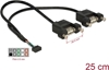 Picture of Delock Cable USB 2.0 pin header female 2.00 mm 10 pin > 2 x USB 2.0 Type-A female panel-mount 25 cm
