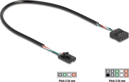 Picture of Delock Cable USB 2.0 pin header female 2.54 mm 4 pin to USB 2.0 pin header female 2.54 mm 10 pin 30 cm