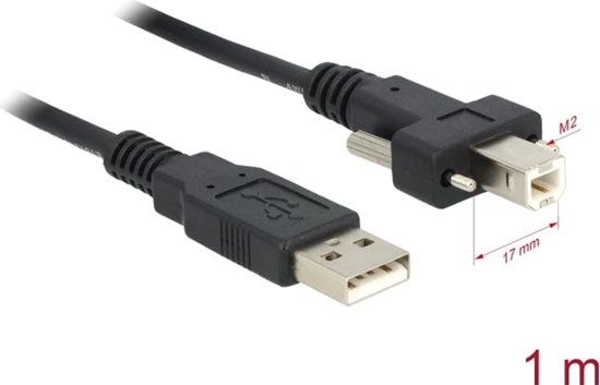 Picture of Delock Cable USB 2.0 type A male > USB 2.0 type B male with screws 1 m