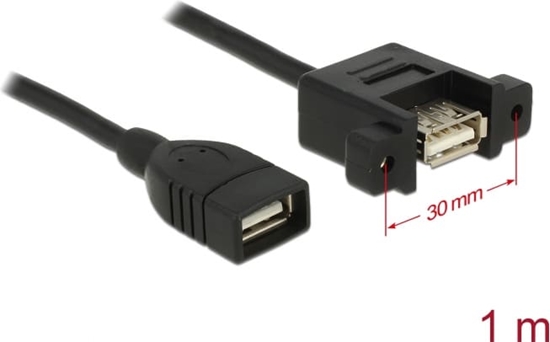 Picture of Delock Cable USB 2.0 Type-A female > USB 2.0 Type-A female panel-mount 1 m