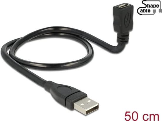 Picture of Delock Cable USB 2.0 Type-A male > USB 2.0 Micro-B female ShapeCable 0.50 m