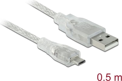 Picture of Delock Cable USB 2.0 Type-A male > USB 2.0 Micro-B male 0.5 m transparent
