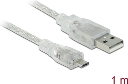 Picture of Delock Cable USB 2.0 Type-A male > USB 2.0 Micro-B male 1 m transparent