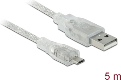 Picture of Delock Cable USB 2.0 Type-A male > USB 2.0 Micro-B male 5 m transparent