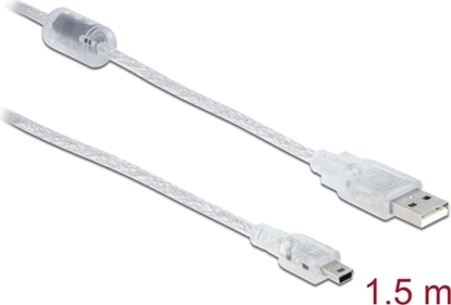 Picture of Delock Cable USB 2.0 Type-A male > USB 2.0 Mini-B male 1.5 m transparent