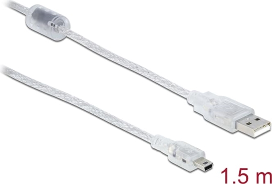 Picture of Delock Cable USB 2.0 Type-A male > USB 2.0 Mini-B male 1.5 m transparent