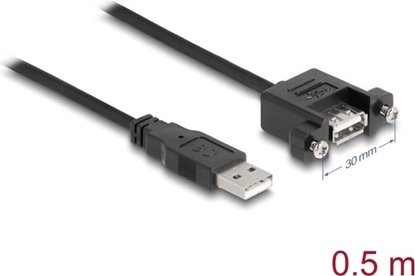 Picture of Delock Cable USB 2.0 Type-A male > USB 2.0 Type-A female panel-mount 0.5 m