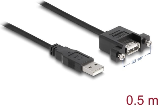 Picture of Delock Cable USB 2.0 Type-A male > USB 2.0 Type-A female panel-mount 0.5 m