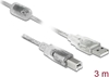 Изображение Delock Cable USB 2.0 Type-A male > USB 2.0 Type-B male 3 m transparent