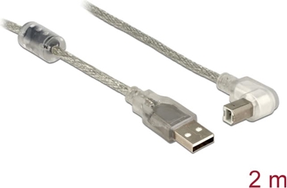 Picture of Delock Cable USB 2.0 Type-A male > USB 2.0 Type-B male angled 2.0 m transparent