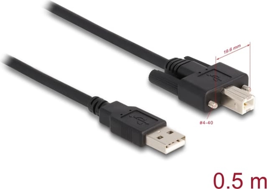 Picture of Delock Cable USB 2.0 Type-A male to Type-B male with screws 0.5 m