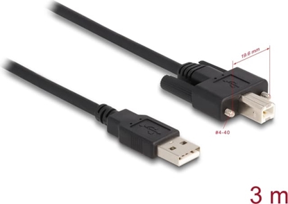 Picture of Delock Cable USB 2.0 Type-A male to Type-B male with screws 3 m