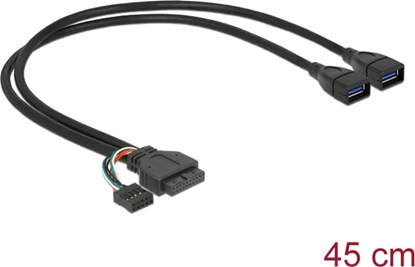Picture of Delock Cable USB 3.0 pin header female + USB 2.0 pin header female > 2 x USB 3.0 A female 45 cm