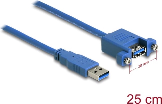 Picture of Delock Cable USB 3.0 Type-A male > USB 3.0 Type-A female panel-mount 25 cm