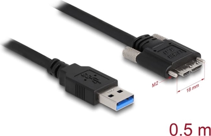 Picture of Delock Cable USB 3.0 Type-A male to Type Micro-B male with screws 0.5 m