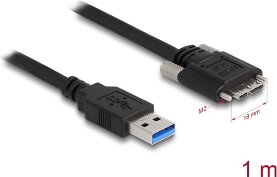 Picture of Delock Cable USB 3.0 Type-A male to Type Micro-B male with screws 1 m