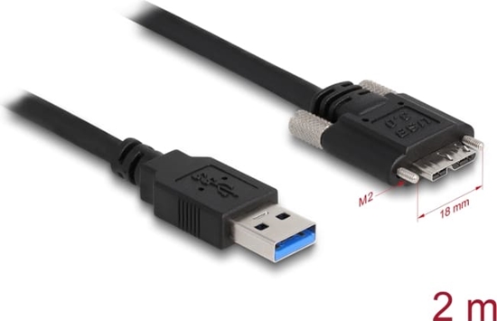 Picture of Delock Cable USB 3.0 Type-A male to Type Micro-B male with screws 2 m