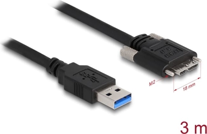 Picture of Delock Cable USB 3.0 Type-A male to Type Micro-B male with screws 3 m